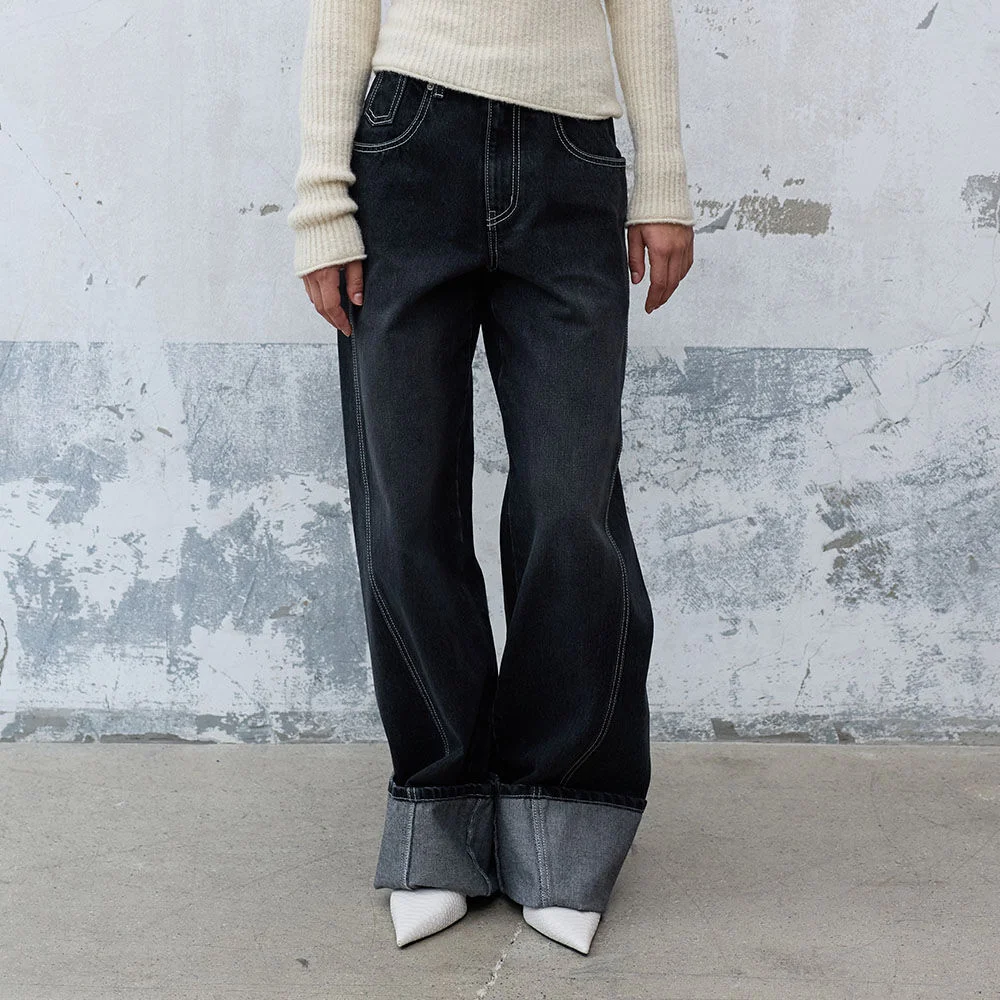Roll Up Denim Pants in Black VJ6AL931-10