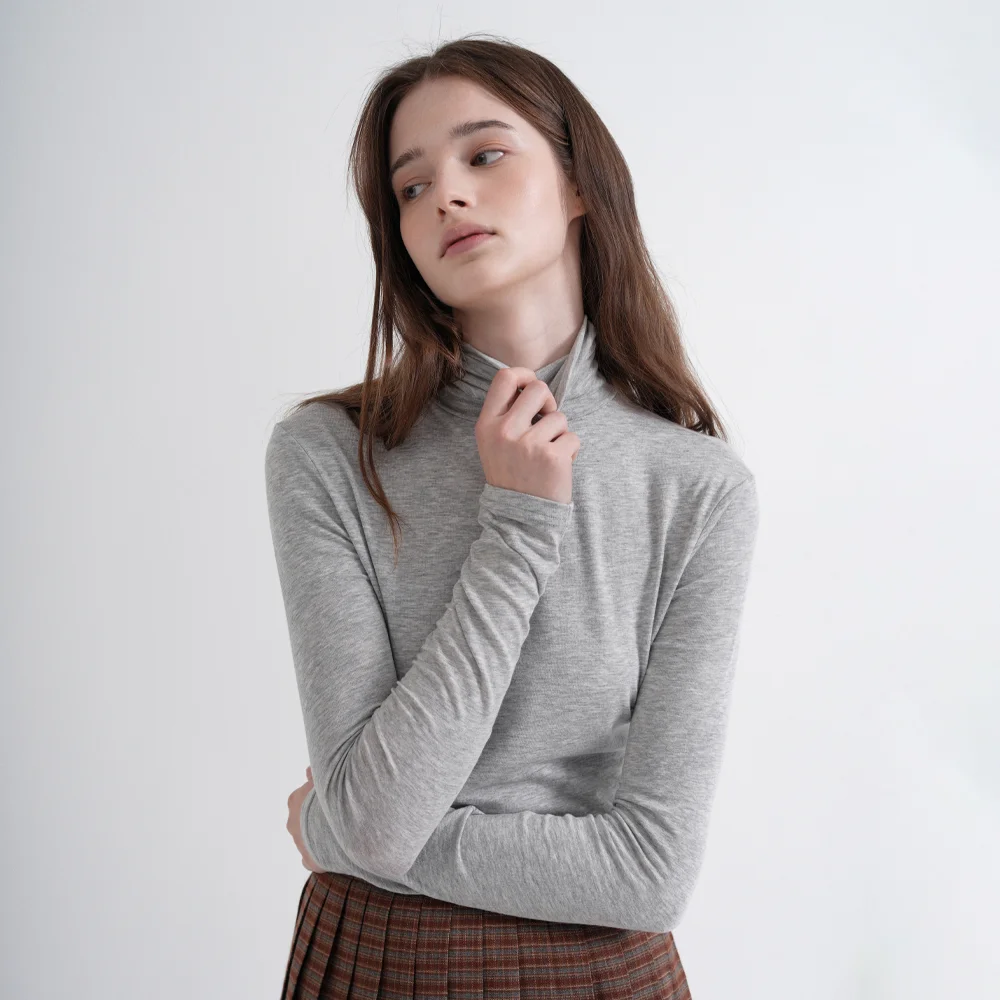 High Neck Span Slim Top (gray)
