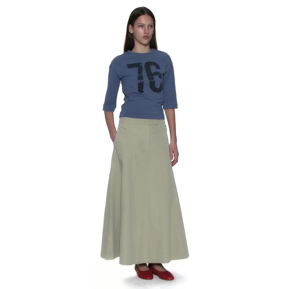 POCKET POINTED FLARE MAXI SKIRT_KHAKI BEIGE