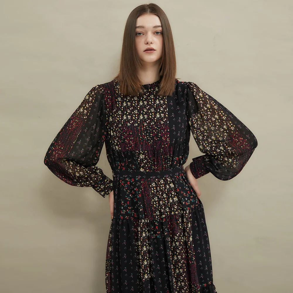 Garden frill-neck dress