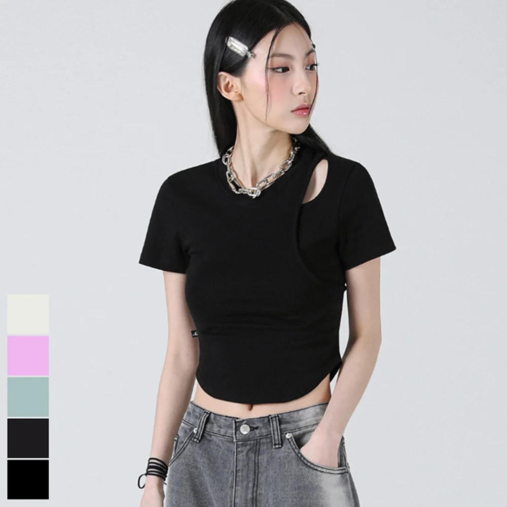 hole-cut crop tee - 5COL