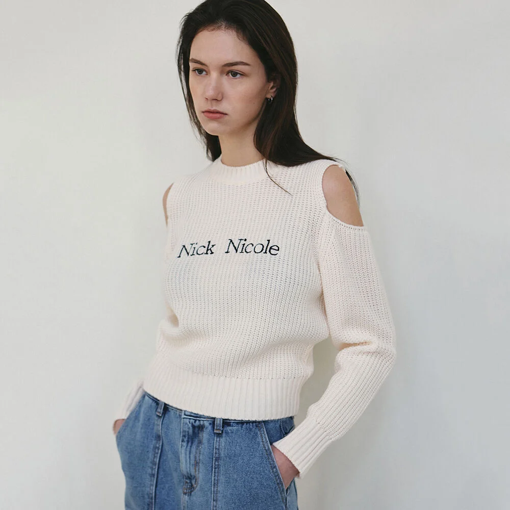 NICOLE CUT OUT CREW NECK KNIT_CREAM