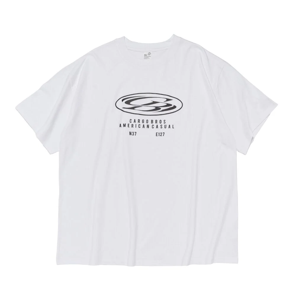 (BIGSIZE) ROUND CIRCLE LOGO SHORT SLEEVE T-SHIRT (WHITE)