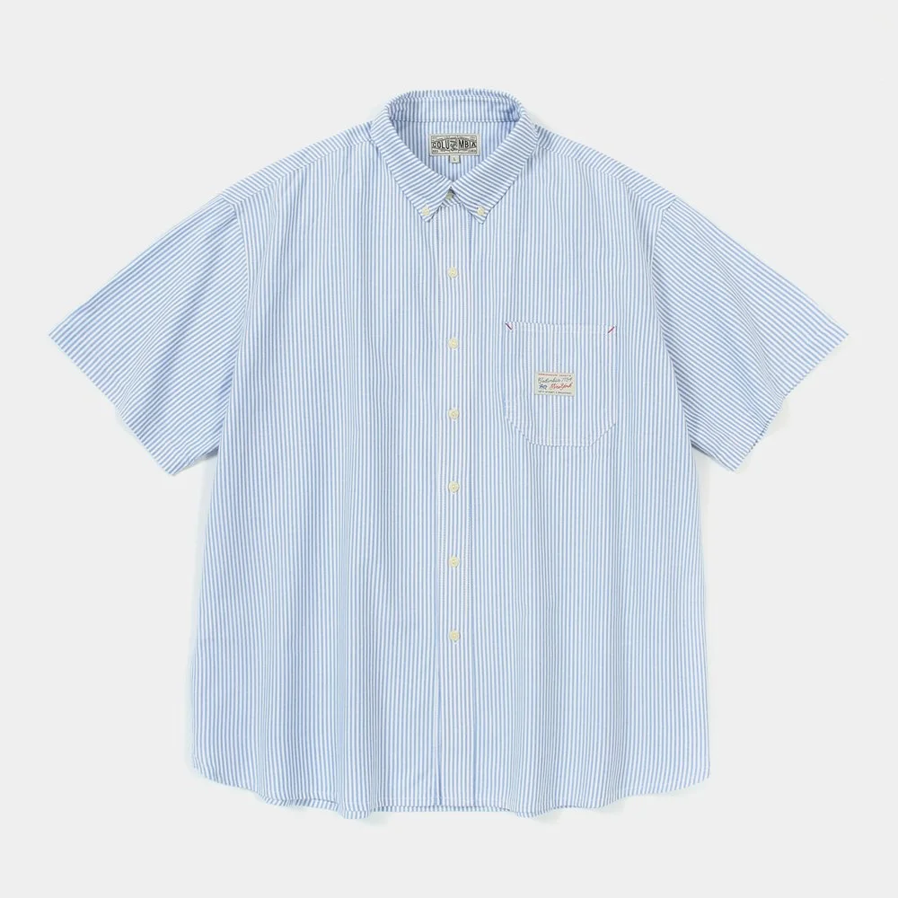 SL-LABEL ONE POCKET OXFORD S/S SHIRTS 藍色條紋