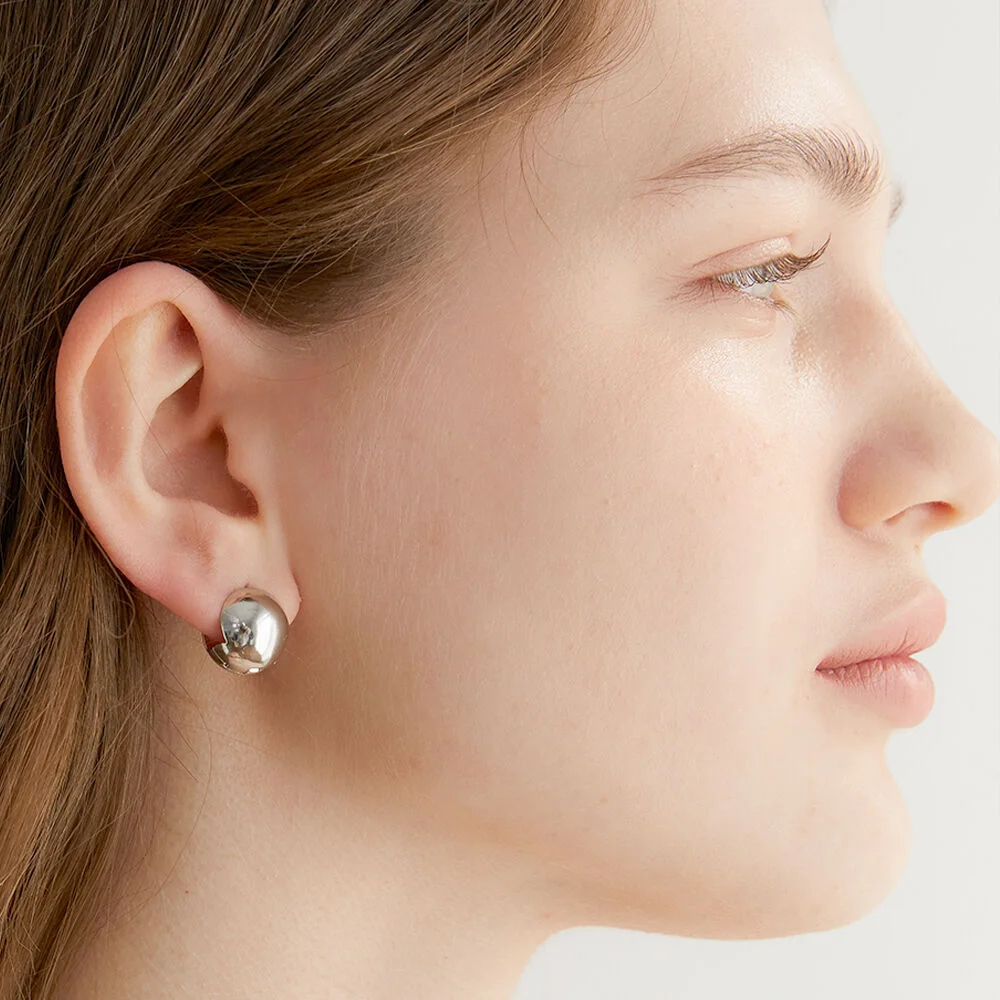 one touch ball earrings (E005_silver medium)