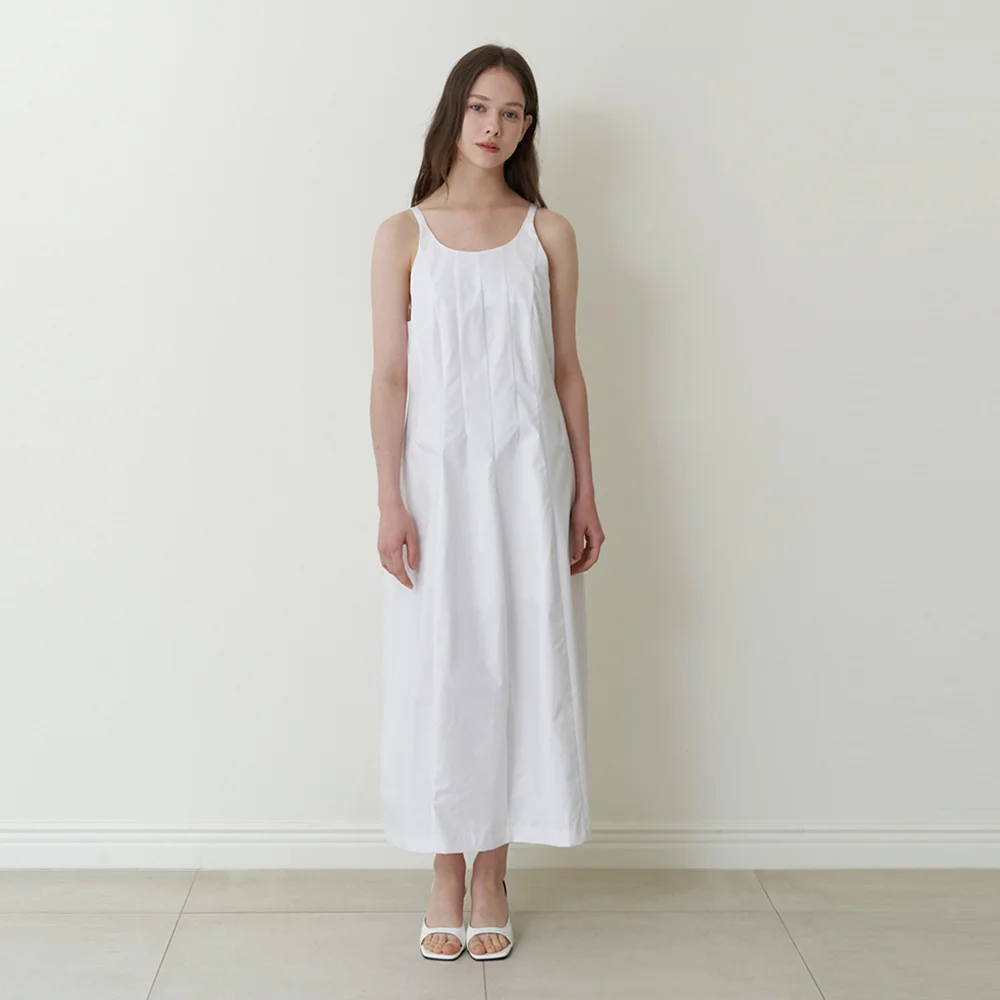 semi halter long dress - white