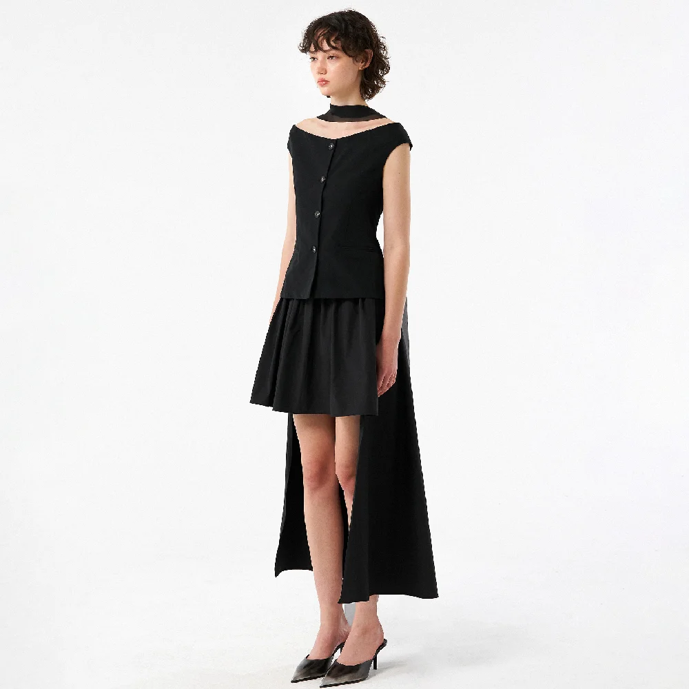 Jen gathered midi skirt (black)