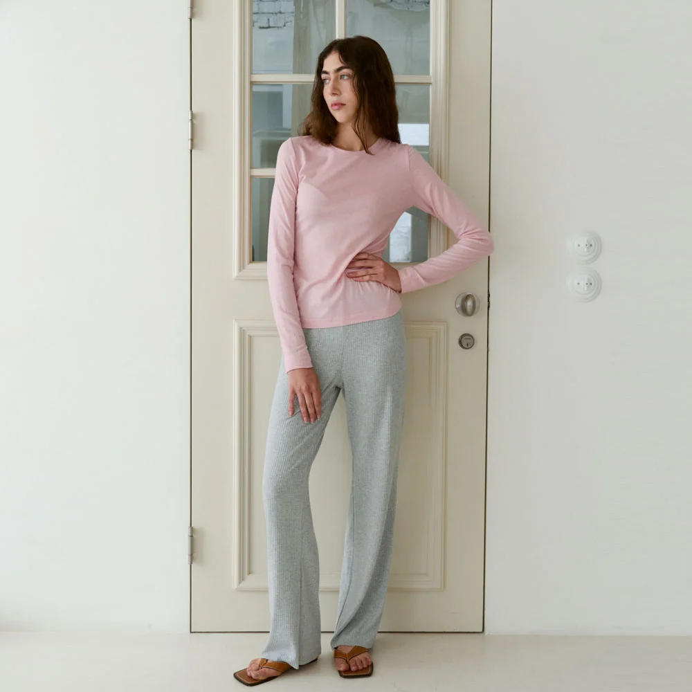 Rib Knit Pants (Melange Gray)