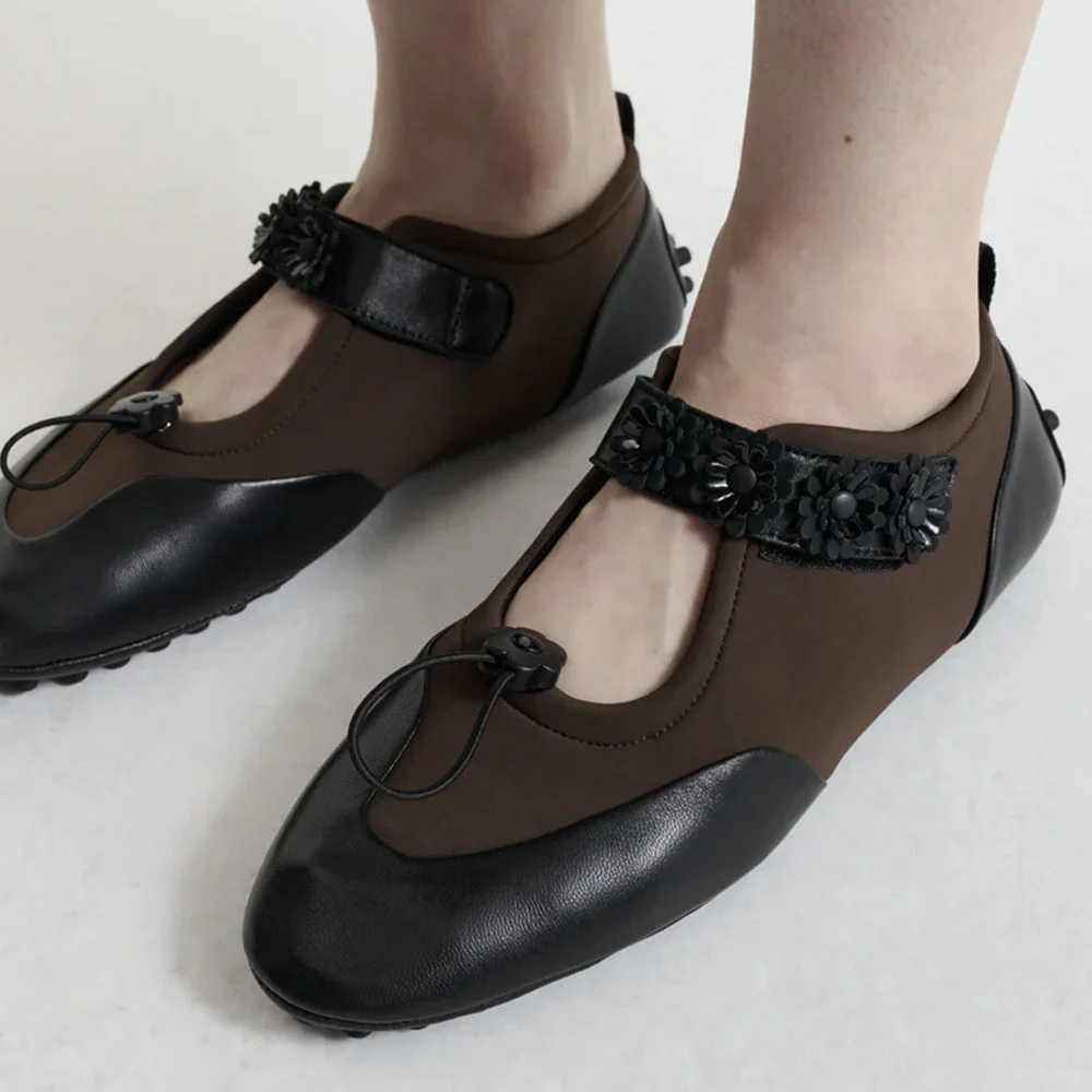 (W) BESS MARY JANE FLAT BROWN (BESS MARY JANE FLAT)