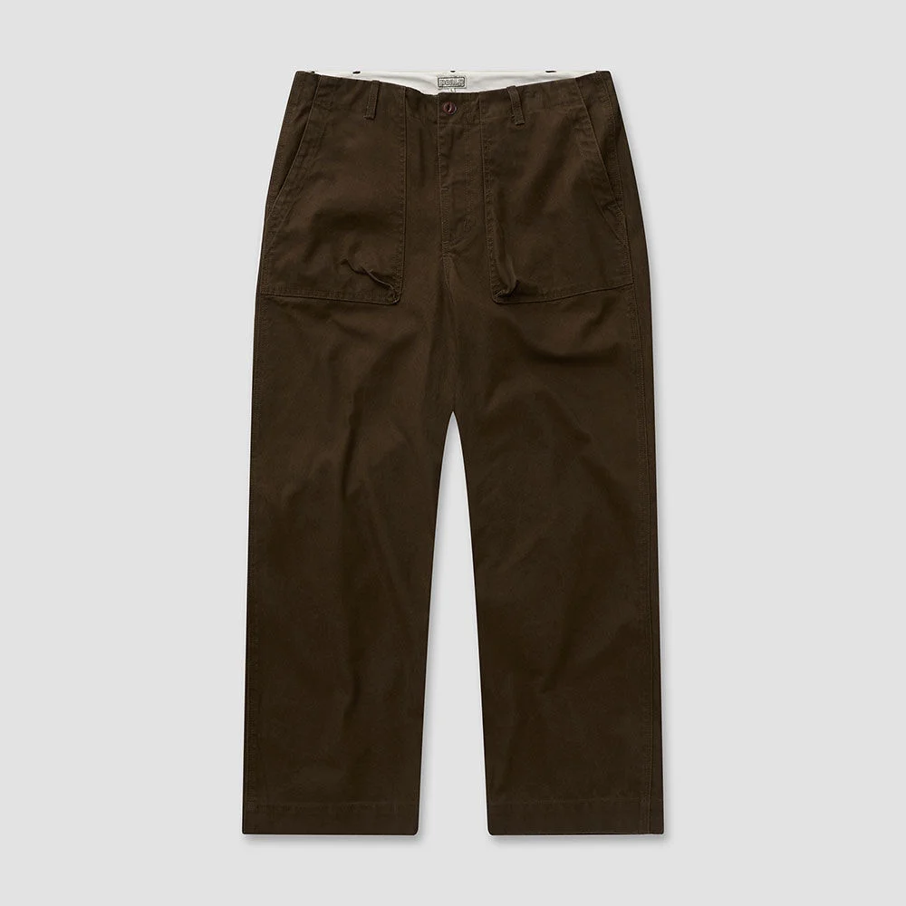 Washed Cotton Fatigue Pants 33(Brown)