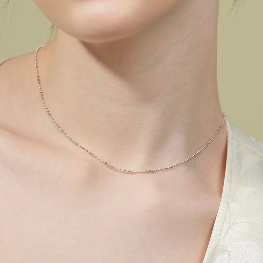 Water drop silver chain Necklace 水珠 意大利 鏈條 925 Silver Ball 頸鏈領 頸鏈