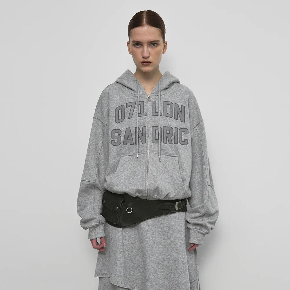 OVERFIT HOOD ZIP UP_MELANGE GREY