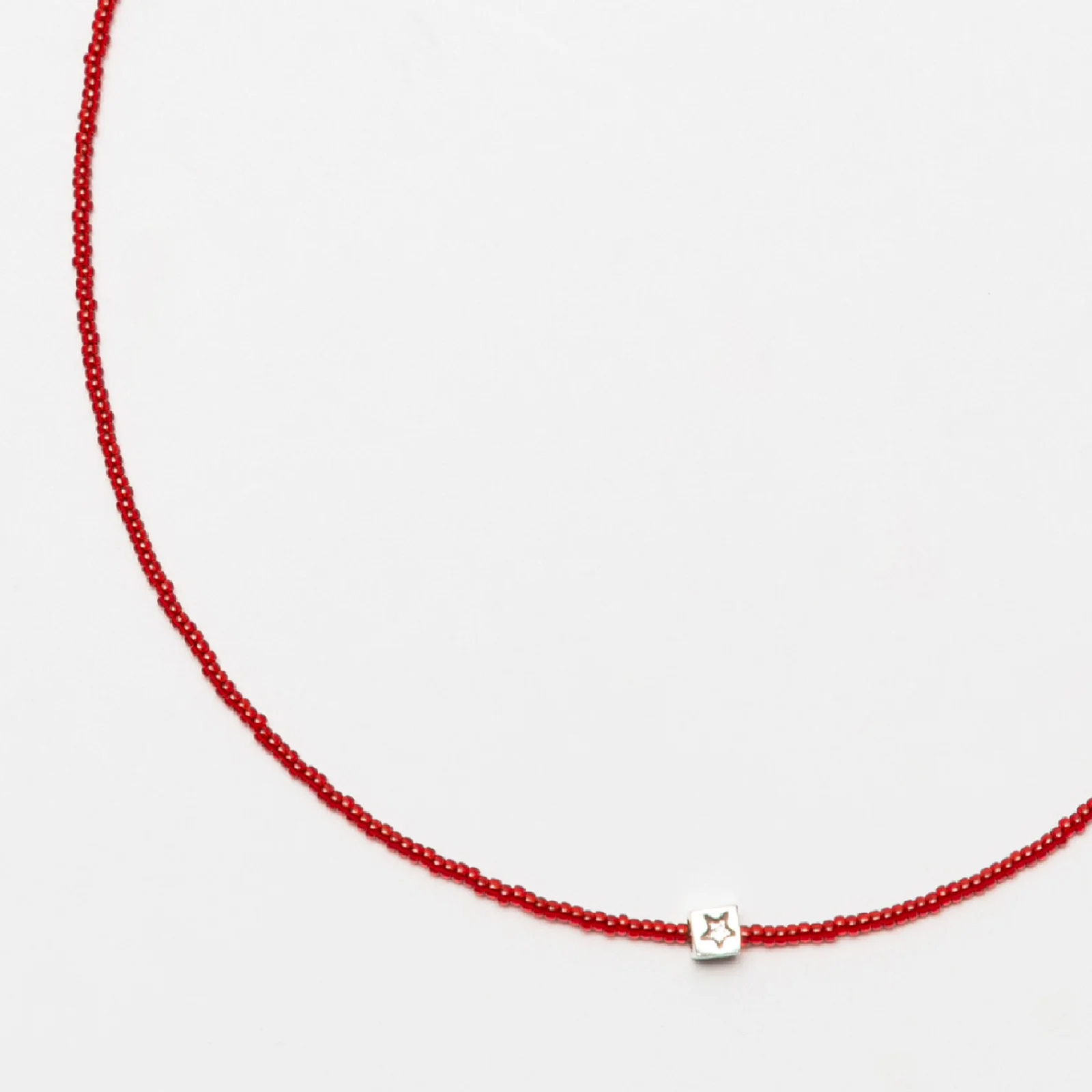 Silver Star Cube Necklace - Cherry & Shine White