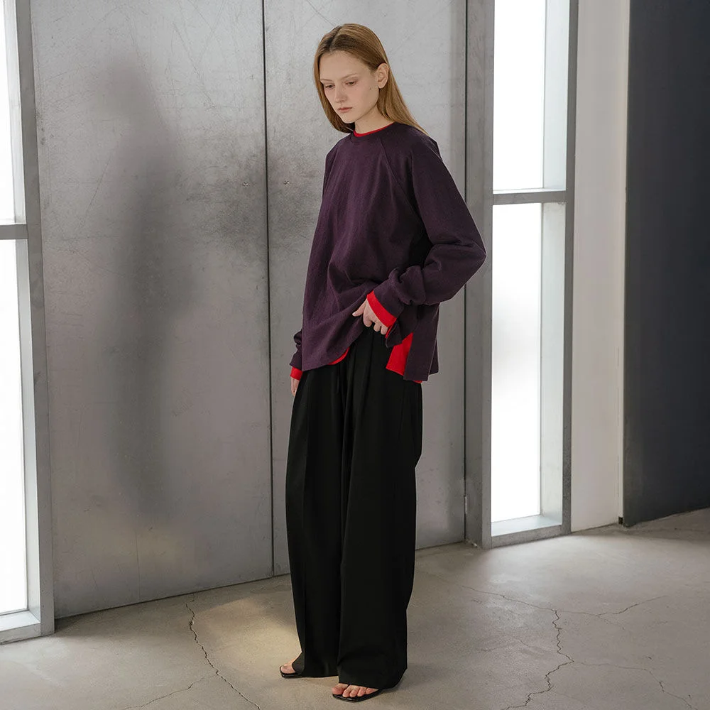Pintuck string solid wide pants _Black