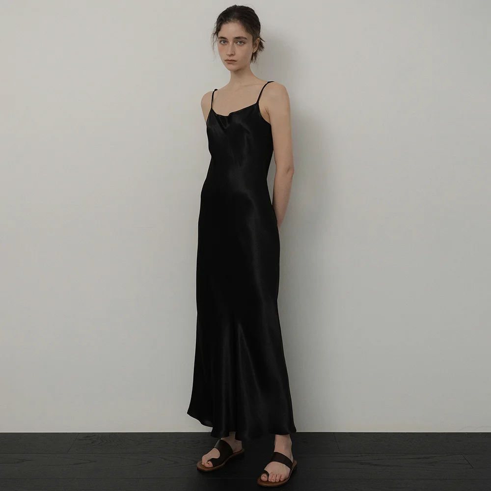 SLIP SATIN DRESS_BLACK