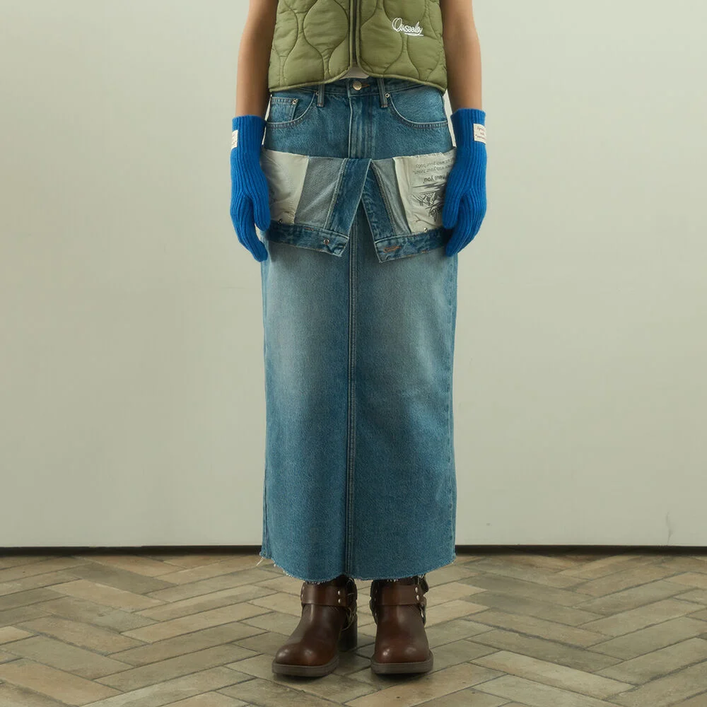 Overall Maxi Denim Skirt / Blue