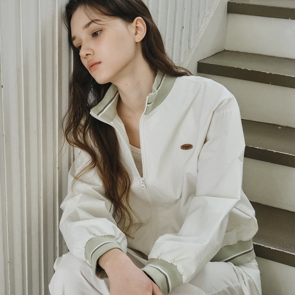 High Neck Track Nylon Zip-Up_IVORY(W26OT01)
