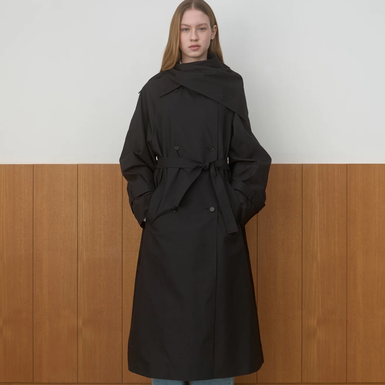 SCARF SET TRENCH COAT_BLACK
