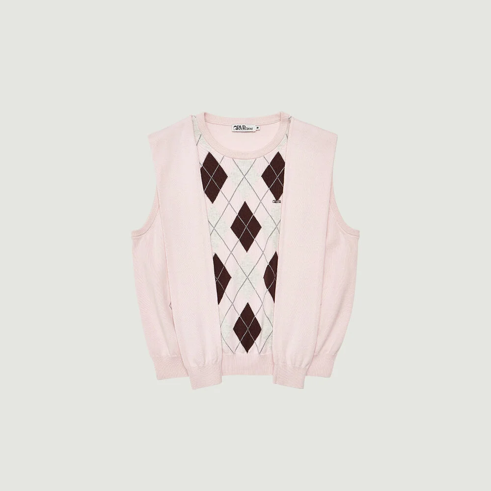 VENI ARGYLE VEST (PINK)