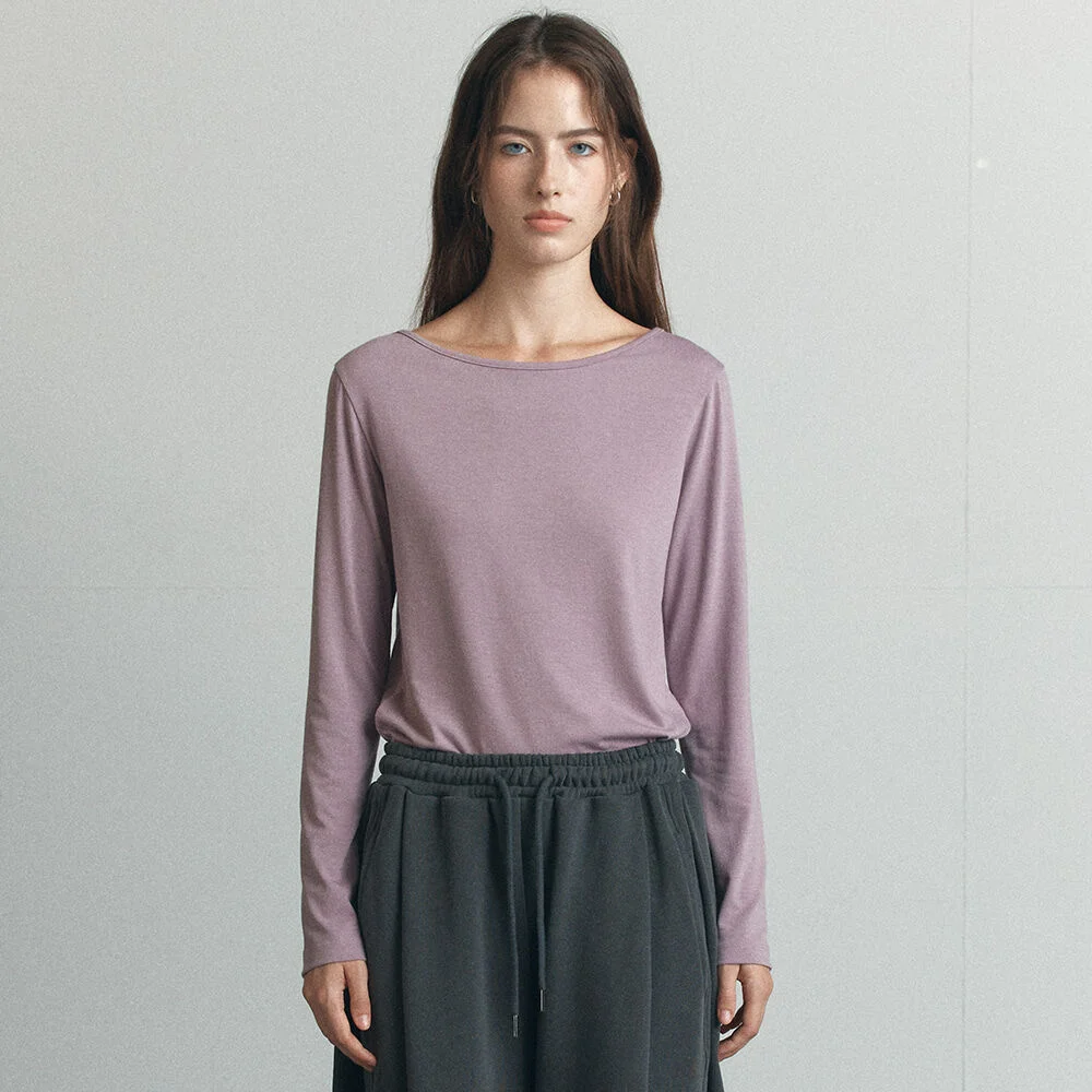 Soft basic longsleeve T-shirt _Light purple