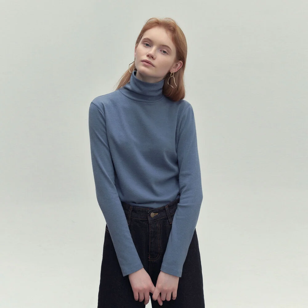SOLID TURTLENECK T-SHIRTS_SKY BLUE