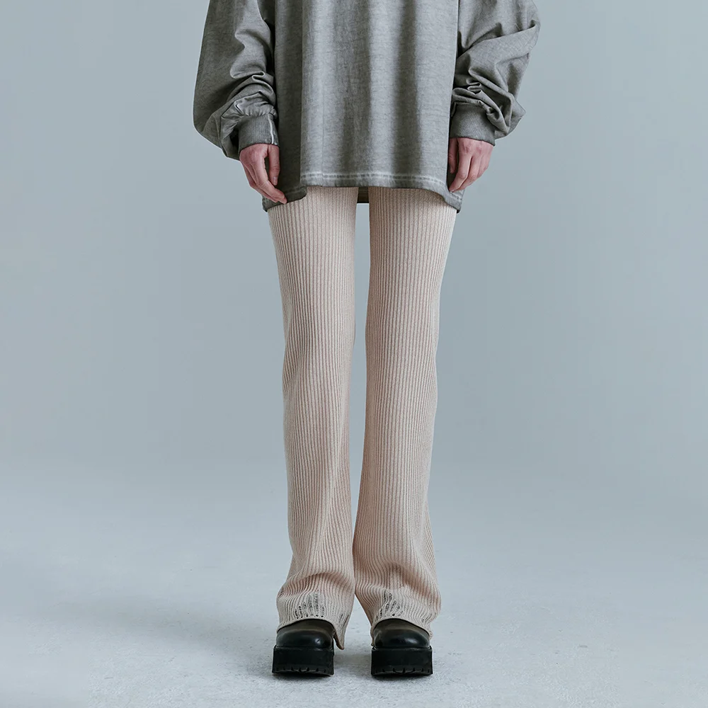 LAYERED KNIT PANTS_light beige