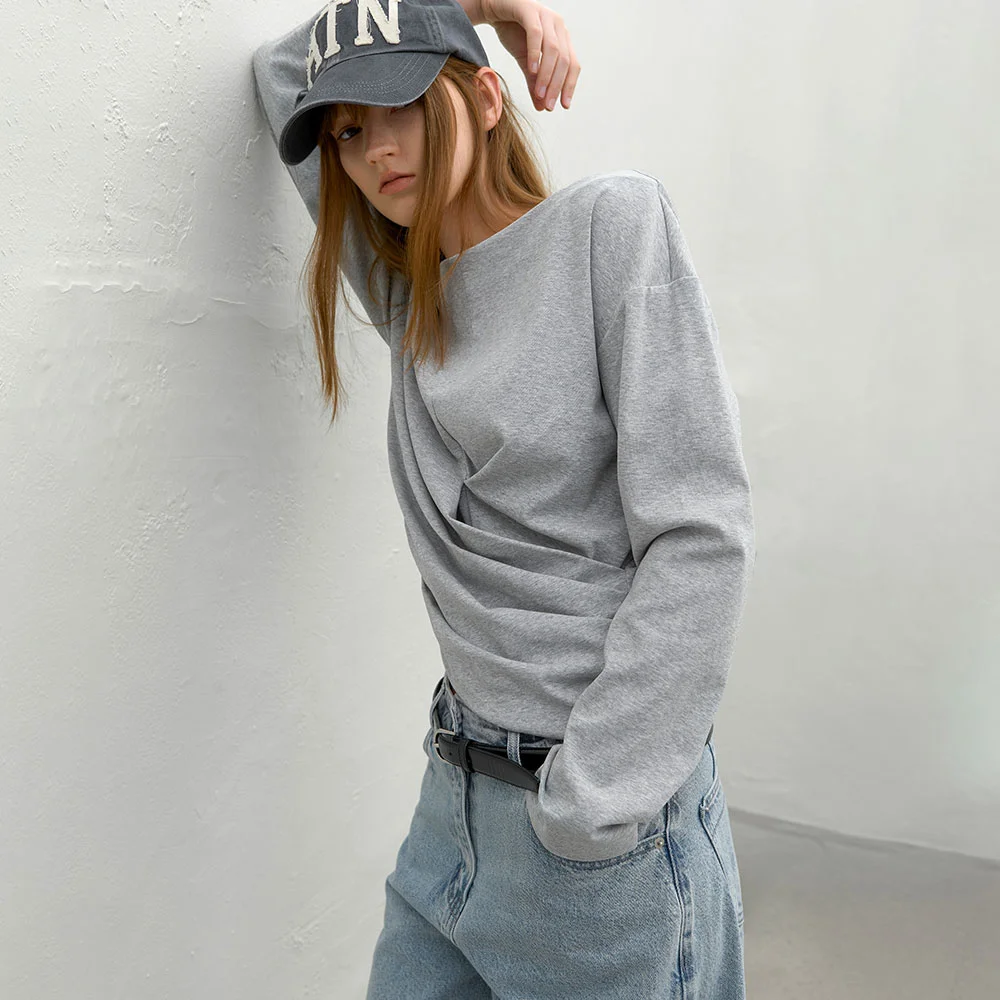 LOOSEFIT DRAPING TEE BLOUSE (T-7168)