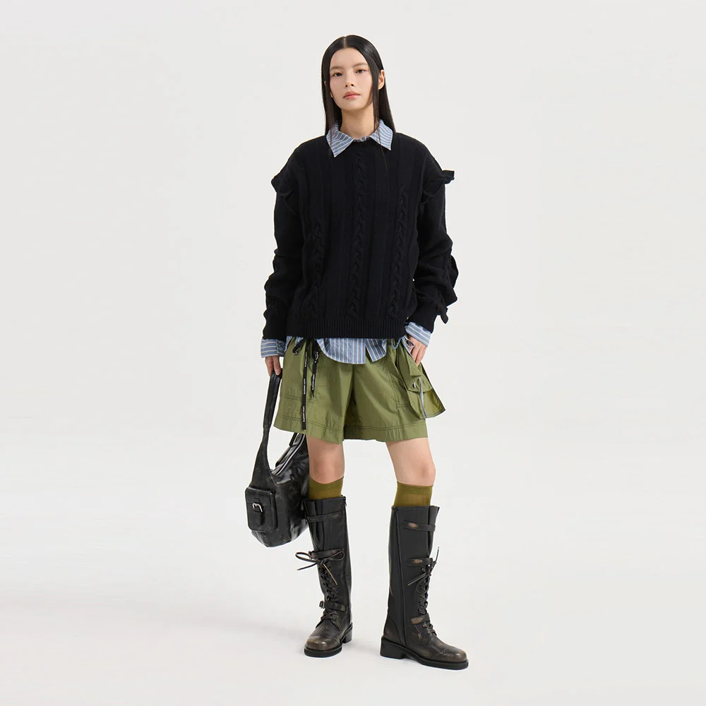 Entry Cable Knit Pullover (black) LFWAW25210BKX