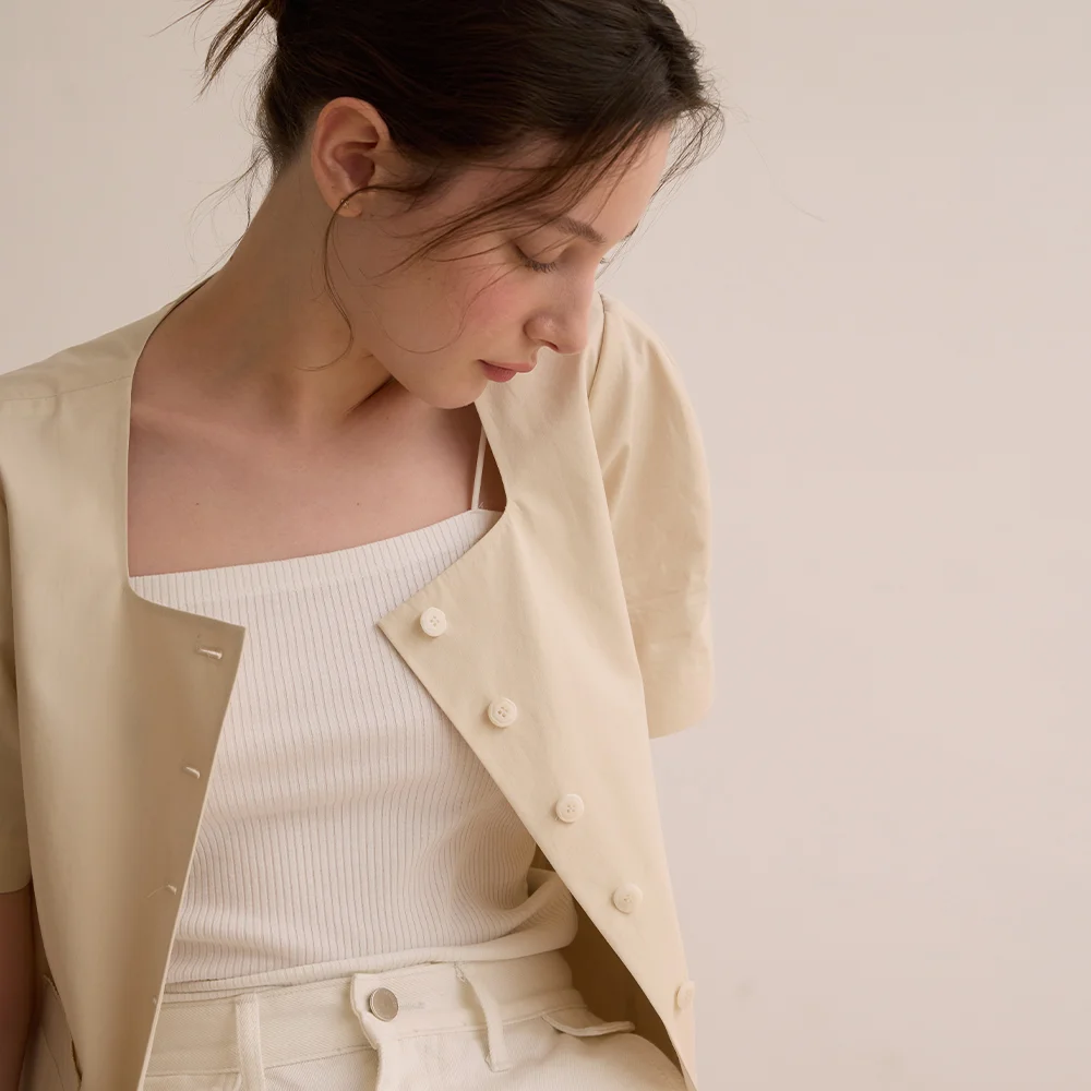 Volume half sleeve jacket - Beige