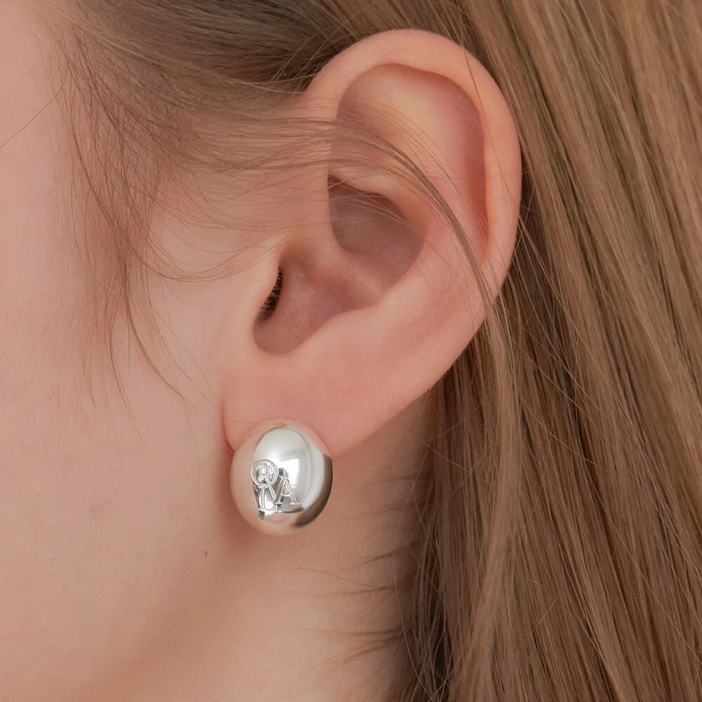 OVAL STUD EARRING_M JE021