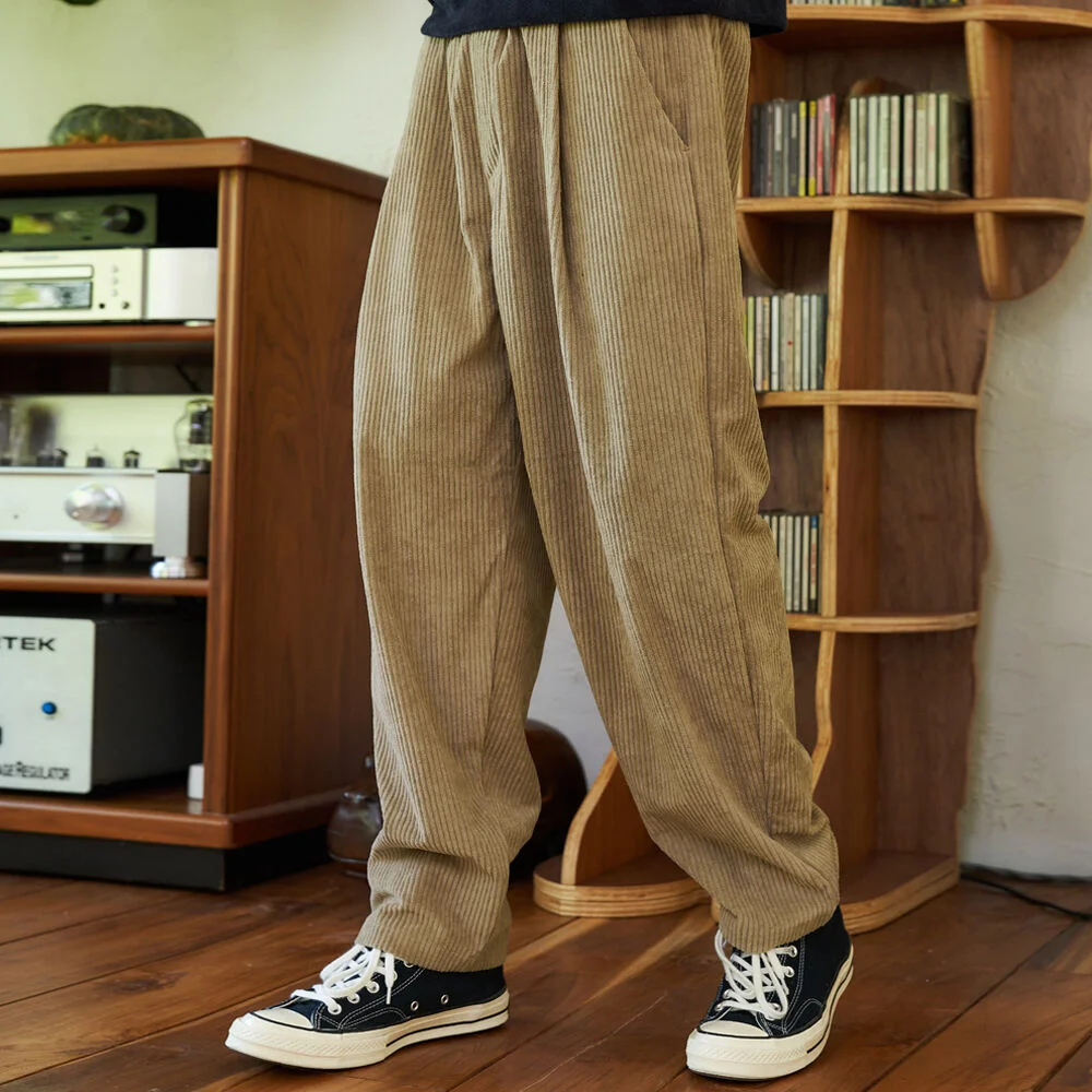 warm pleats banding pants _beige_男女通用