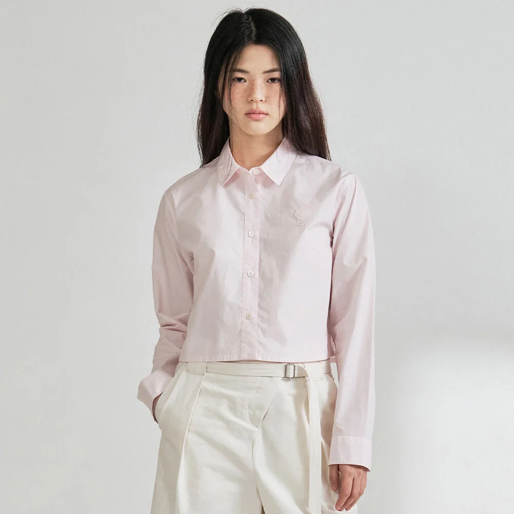 女裝 府綢 短版 襯衫 Light Pink