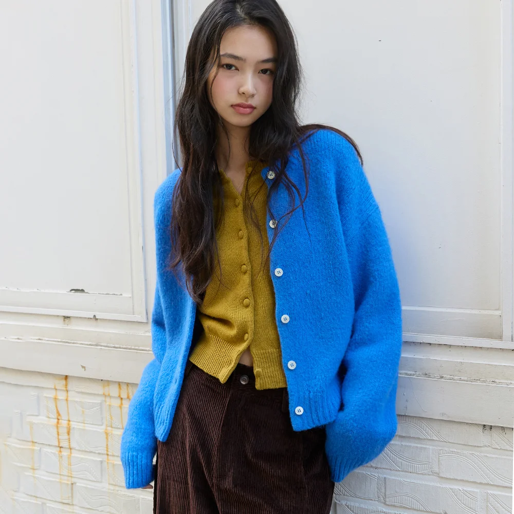 CLOUD WOOL KNIT CARDIGAN BLUE