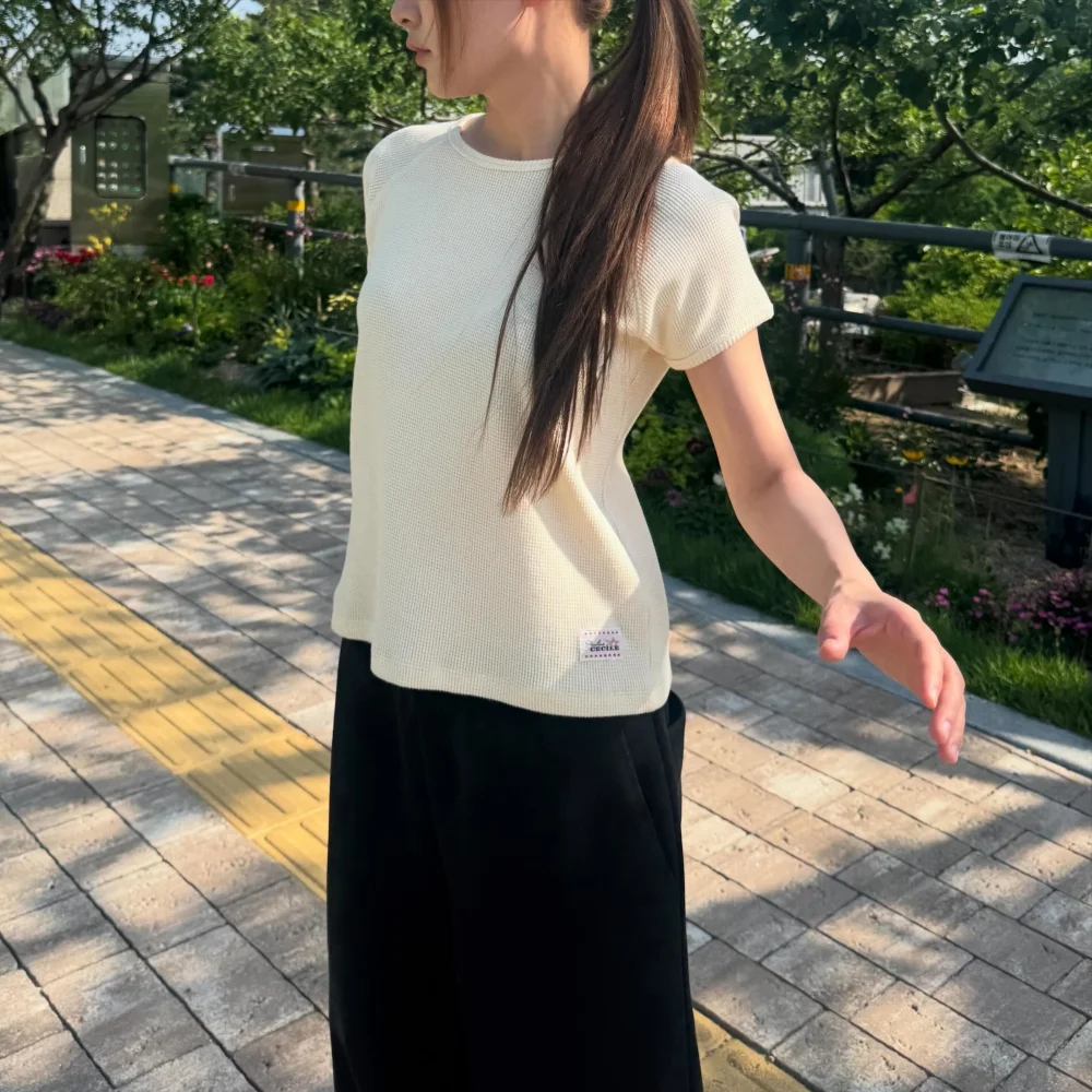 PETITE WAFFLE TOP / CREAM