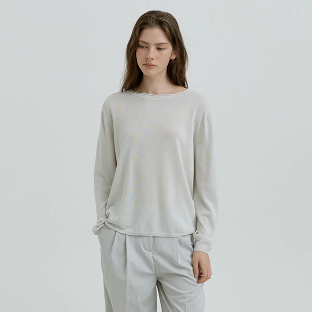 Paper Boat Neck Knit (Sliver Gray)