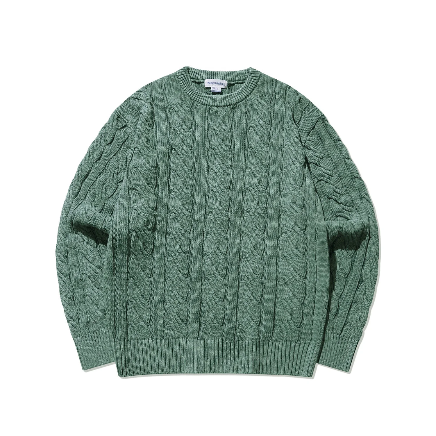 PIGMENT ARAN CABLE SWEATER VINTAGE GREEN