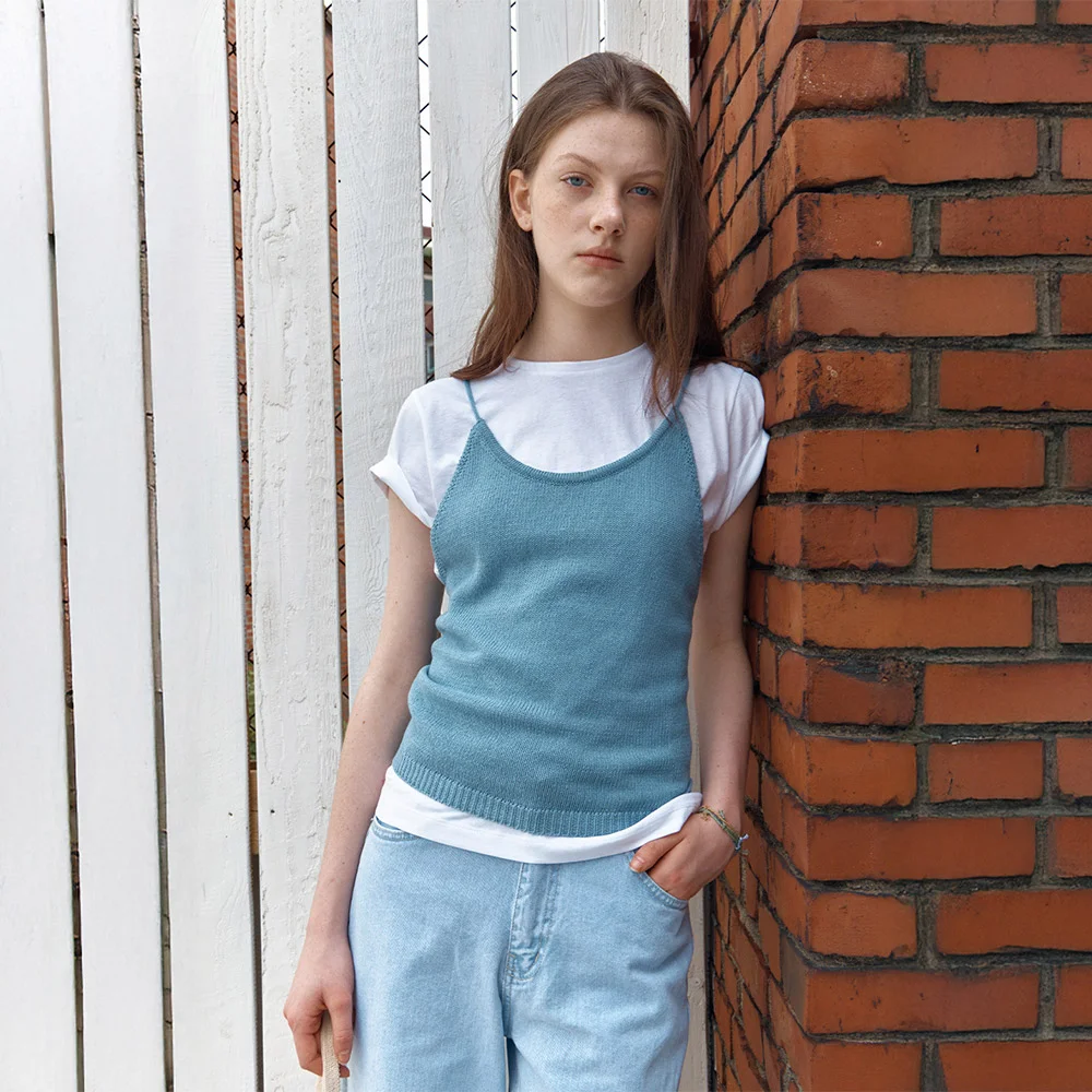 summer layered knit - sky blue