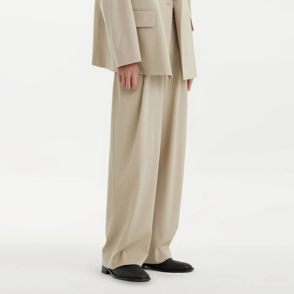 Structured Wide Pants - Light Beige