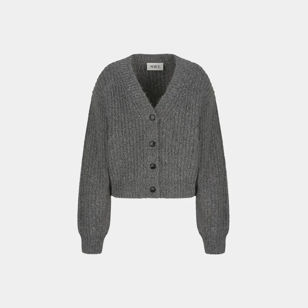 (W) FINE WOOL KNIT CARDIGAN - LIGHT GRAY