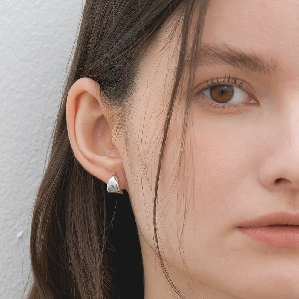 simple curved earrings (E021_silver)