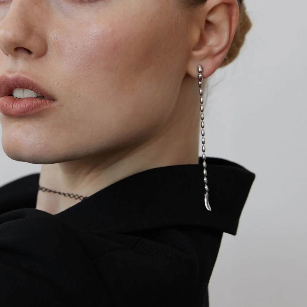 pom pom drop earrings