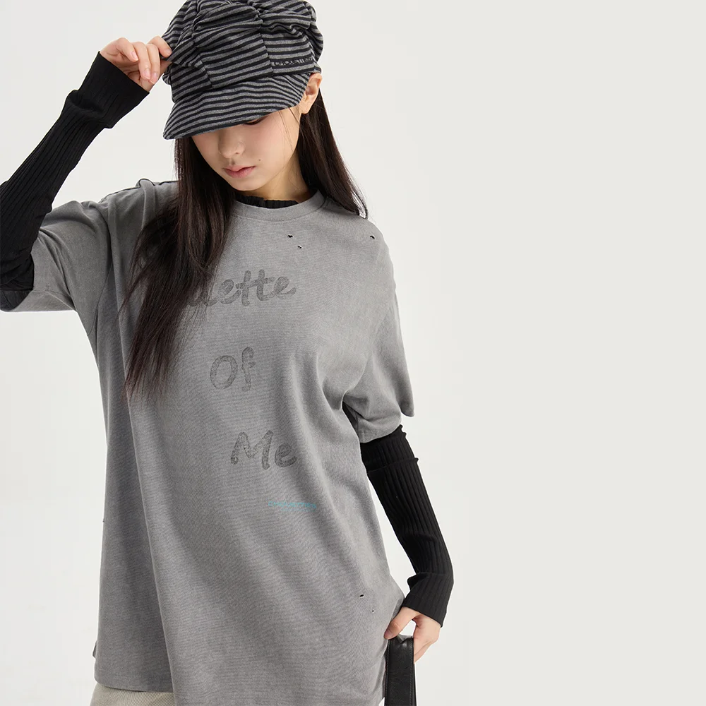 Chouetties by LUCKY CHOUETTE Henley Neck Ribbed Long Sleeve T-shirt (black) LATAX26330BKX