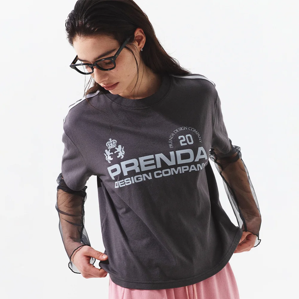 PDC UNIFORM SEE THROUGH LAYERED SLEEVE CHARCOAL