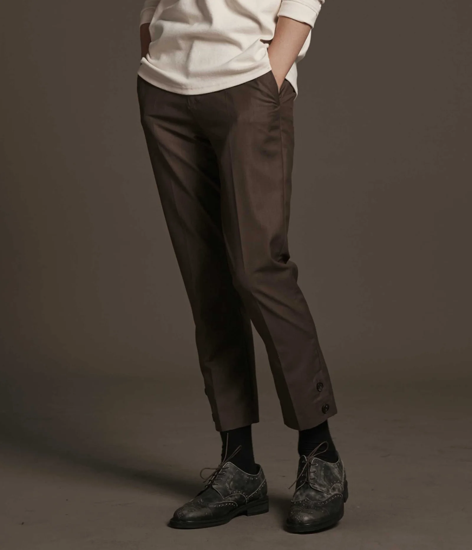 USUAL EDIT - Placket Trousers (Brown)