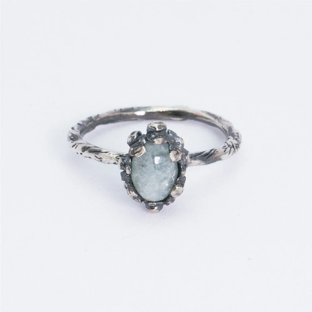 HR 116R_Antique Gemstone Ring (Milky Aquamarine)