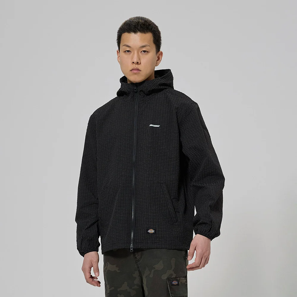 網格 格紋 淺 風衣 Black