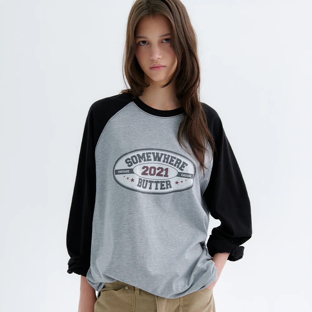 Leo Raglan Long Top - Grey(Black)