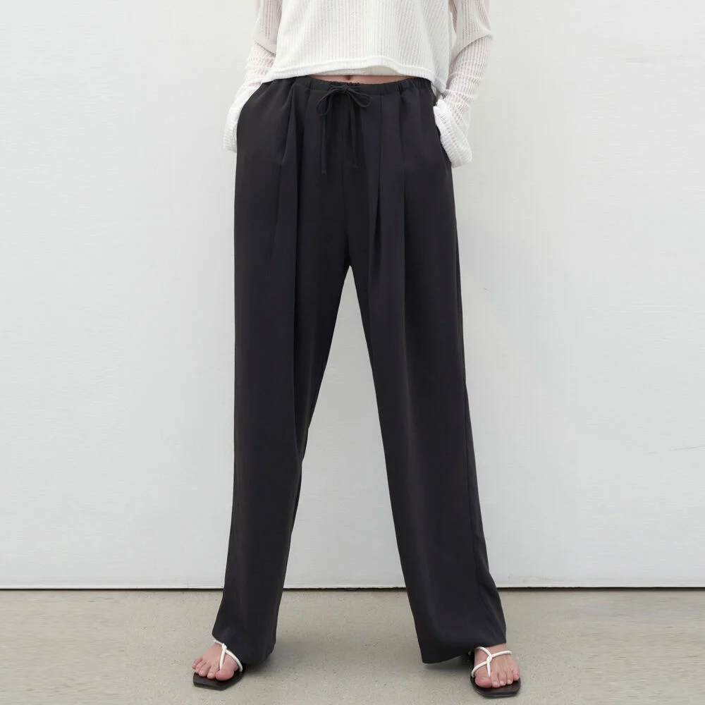 ELASTIC PINTUCK SLACKS_BLACK