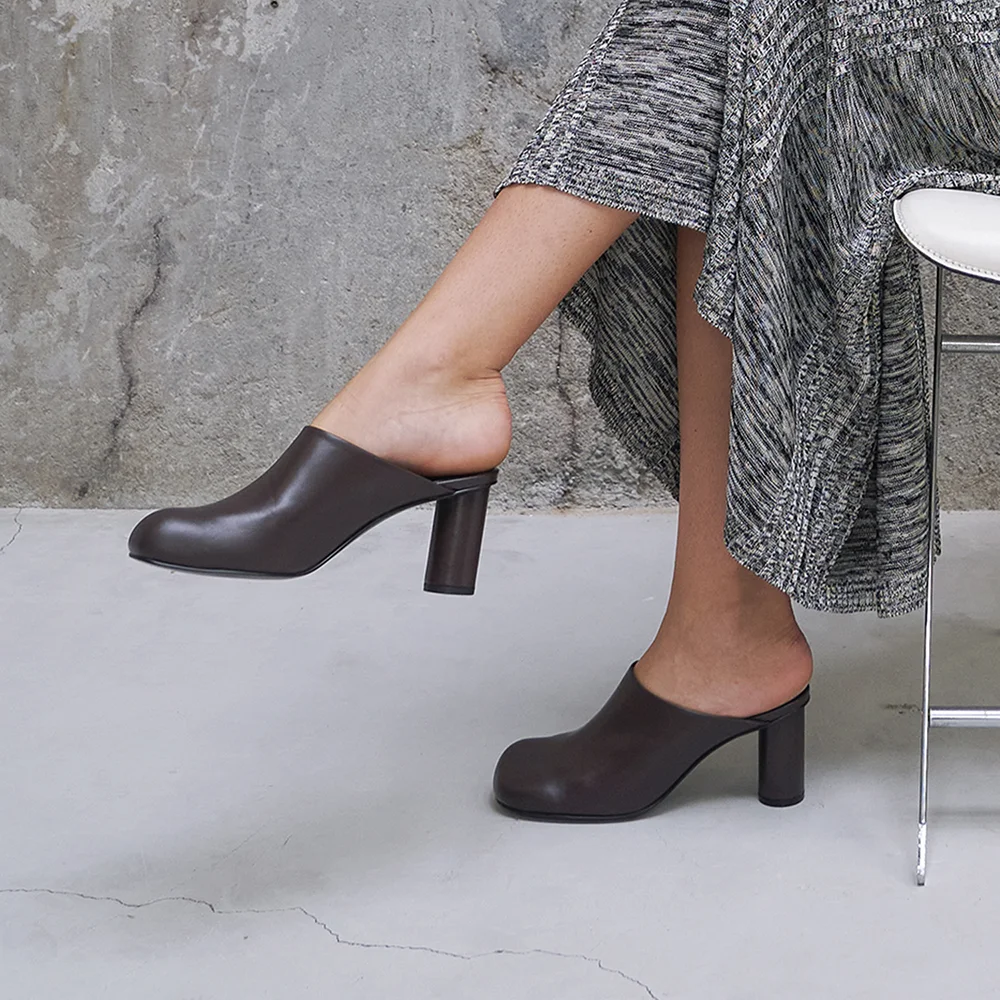 Luna Mules Leather Brown