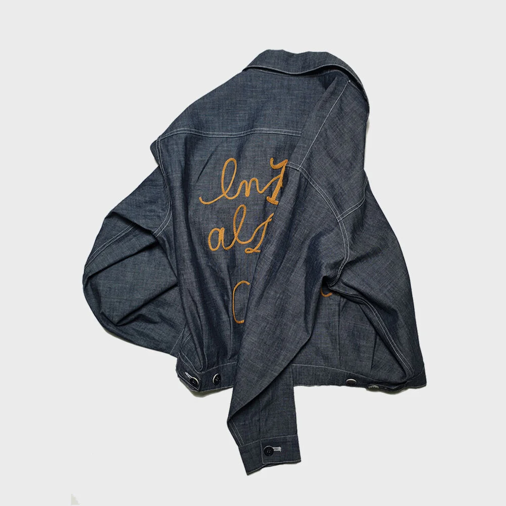 20s Chambray lettered jacket 20ver-Indigo blue